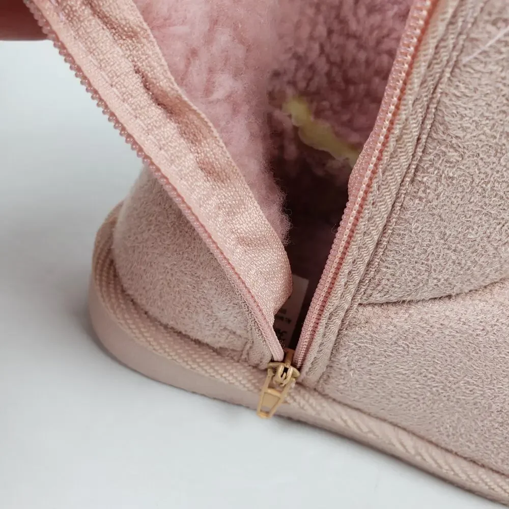 First Steps By Stepping Stones Toddler Girls Size 8 Pink Faux Fur Pull On Boots